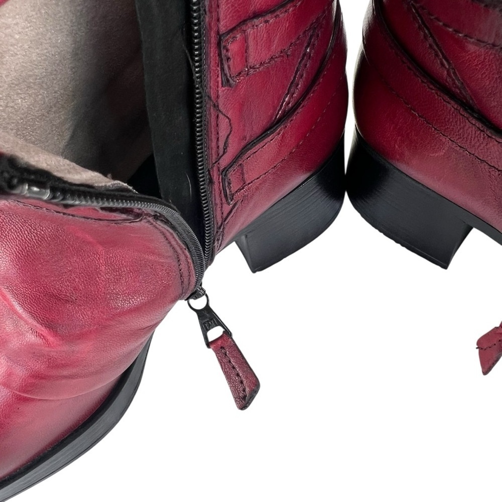 Miz Mooz Leather Buckled Ankle Boots- Macee Crimson Red EU 40 (US 9-9.5) NWOT - Picture 12 of 16